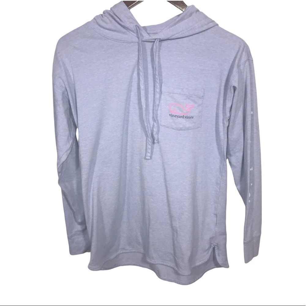 Vineyard Vines Blue & Pink Long Sleeve Hooded Shirt